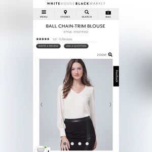 WHBM v-neck white blouse